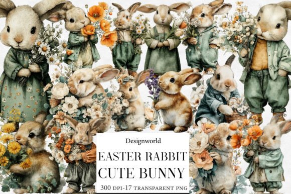 Download Easter Rabbit , Cute Bunny Clipart - Rabbit Collection