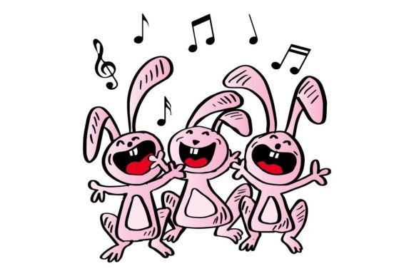 Download Cartoon Three Funny Rabbit Singing - Rabbit Collection