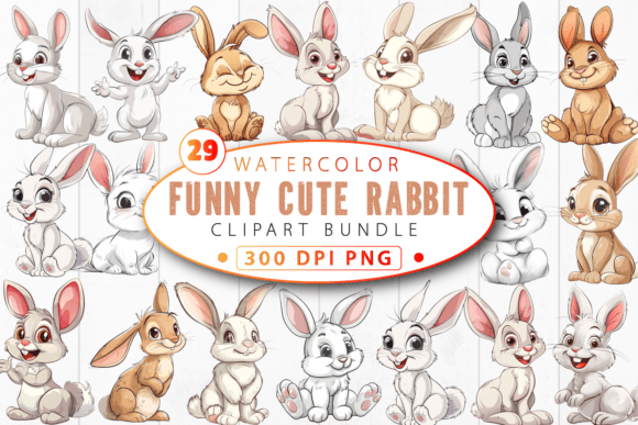 Download Funny Cute Rabbit Clipart Bundle - Rabbit Collection