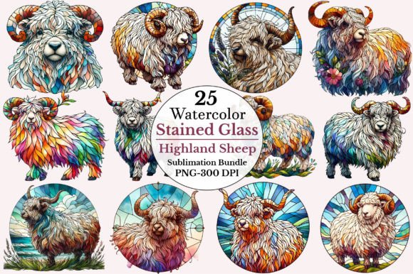 Download Stained Glass Highland Sheep Clipart - Premium Resources