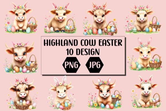 Download Highland Cow Easter PNG Bundle - Easter png bundle Collection